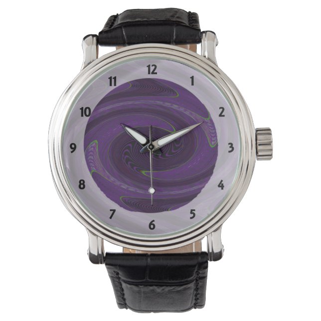 Montre twirl noir violet foncé abstrait (devant)