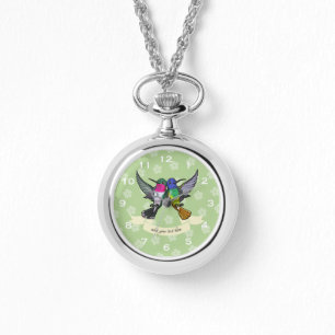 Montre Two Colorful Hovering Hummingbird Friends Cartoon