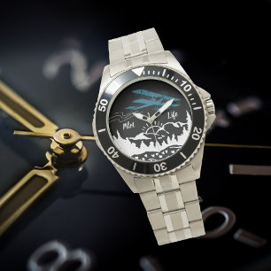 Montre Typographie de la vie du pilote et monts d'avion C