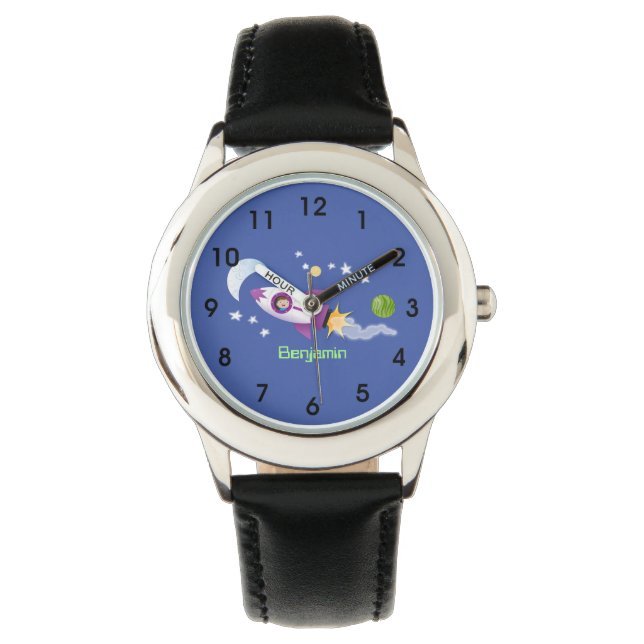 Montre Un adorable vaisseau-fusée dans l'espace dessin an (devant)