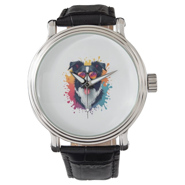 Montre Un chien mignon Bordure Collie [RB#10009] (devant)