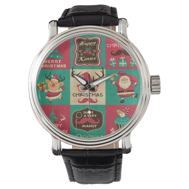 Montre Un Collage De Mustache De Noël Très Manly (devant)