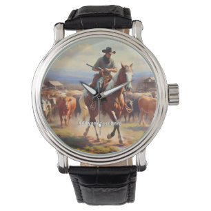 Montre Un cow-boy à cheval à peinture