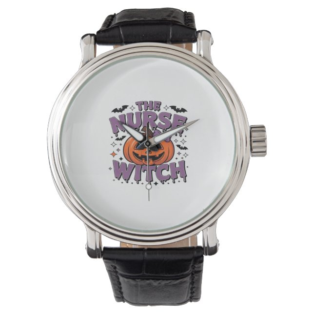 Montre Un design ludique avec une sorcière citrouille ave (devant)
