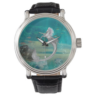 Montre Un hippocampe génial dans l'océan profond
