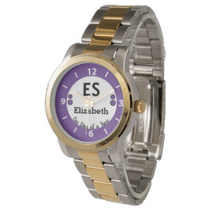 Montre Un jour à la fois nom monogramme violet