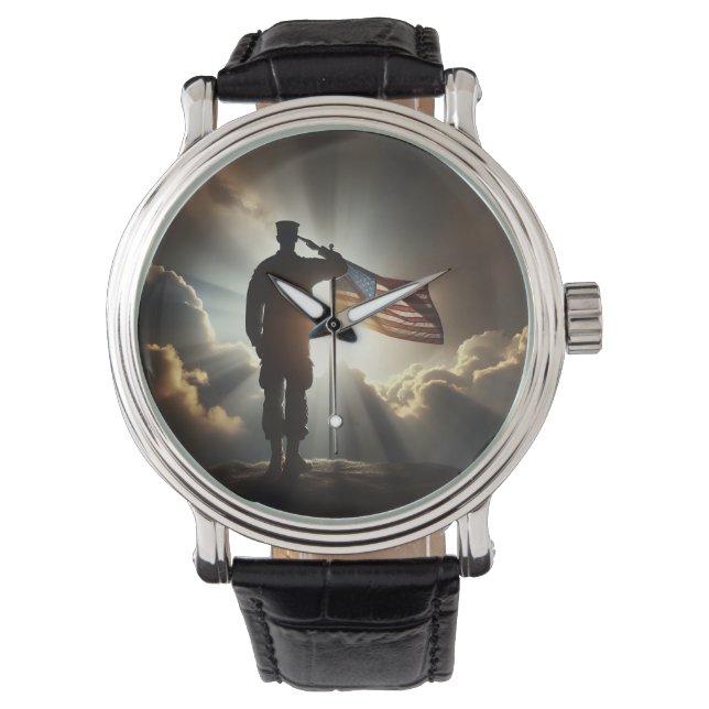 Montre Un soldat américain sauve le drapeau américain (devant)