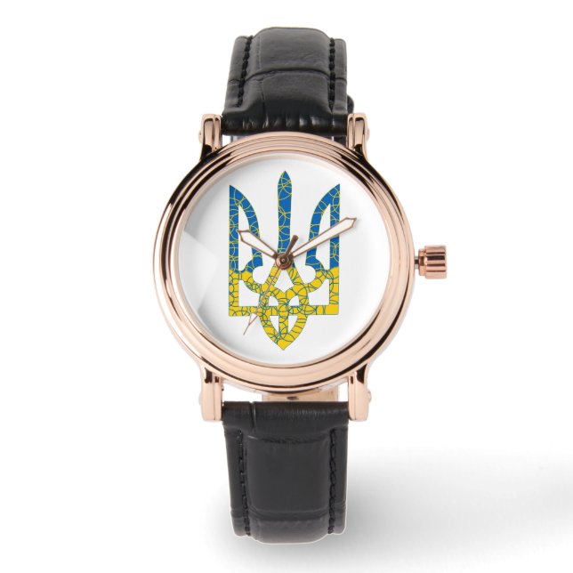 Montre Un trident ukrainien texturé drapeau d'Ukraine cou (Recto)