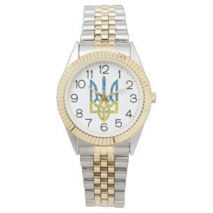 Montre Un trident ukrainien texturé drapeau d'Ukraine cou