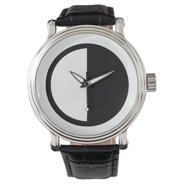 Montre une demi-heure en noir et blanc (devant)