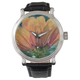 Montre Une fleur de zinnia orange rétro-éclairée