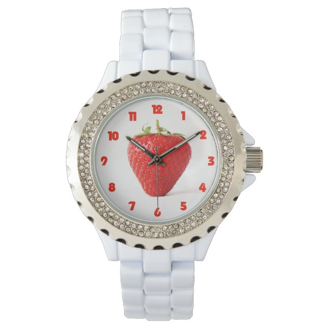 Montre Une fraise rouge Gras Rouge Nombres rouges Arc fém (devant)