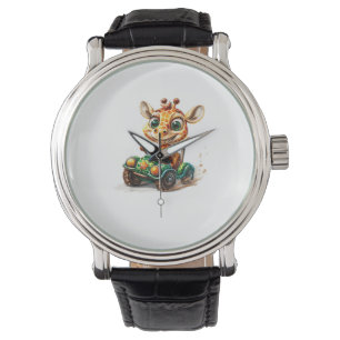 Montre Une Jolie Giraffe En Voiture Sur La Route, Avec Un