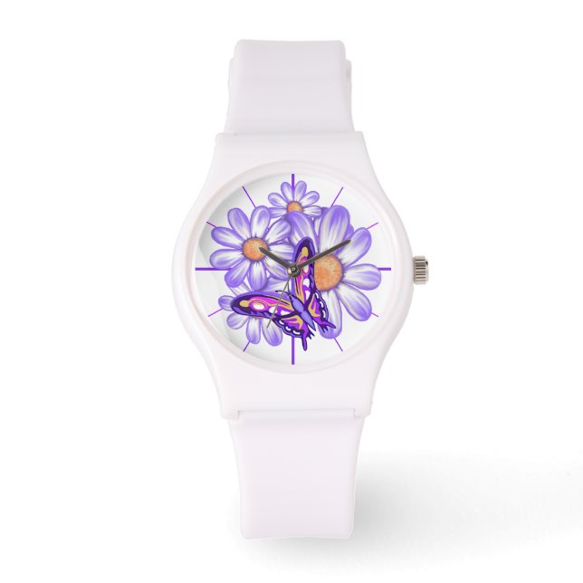 Montre Une marguerite violette/papillon (Recto)