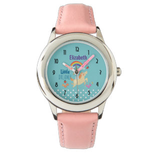 Montre Unicorn Arc-en-ciel nuages et fleurs Petit Dreamer