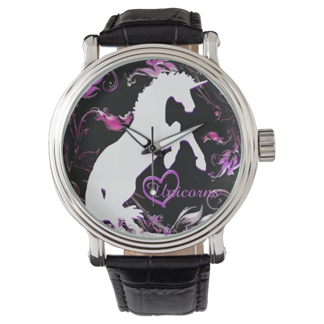 Montre Unicorne blanche V (éclaboussure colorée) (devant)