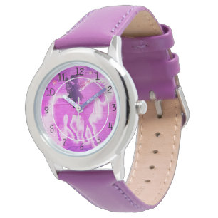 Montre Unicorne colorée rose et violet