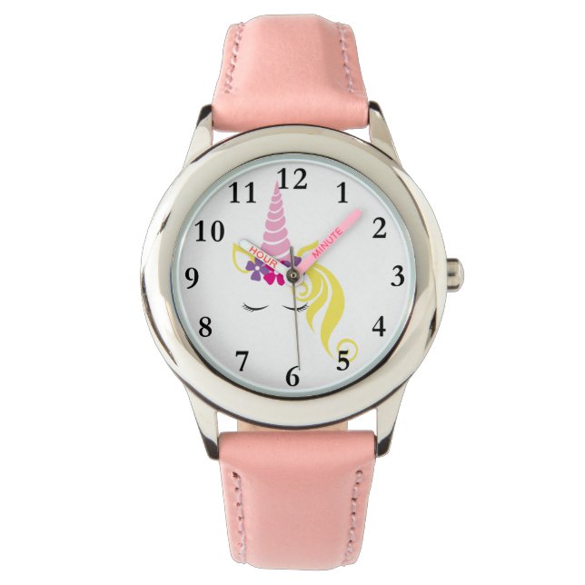 Montre Unicorne de la couronne de fleurs mignonnes (devant)
