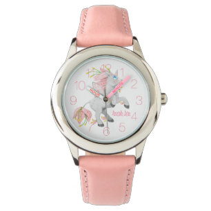 Montre Unicorne Fleur Rose Fée Filles