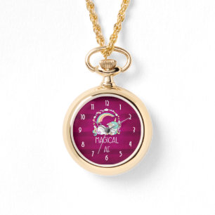 Montre Unicorne humoristique magique AF sur Motif rouge f