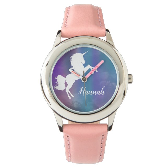 Montre Unicorne magique arc-en-ciel personnalisée (devant)