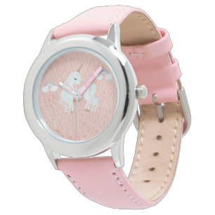 Montre Unicorne Pêche/Faux Rose Visage de la fourrure