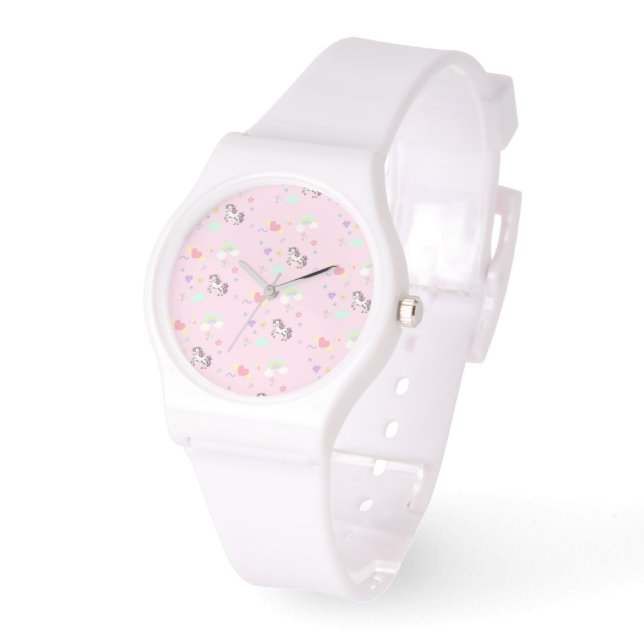 Montre Unicorne rose magique princesse fille d'anniversai (Angle)