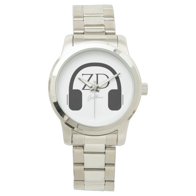 Montre unisexe avec gros bracelet argent (devant)
