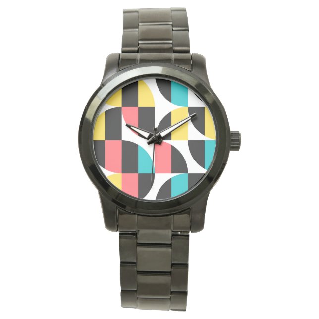 Montre Urbain, tendance, coloré, motif graphique moderne (devant)