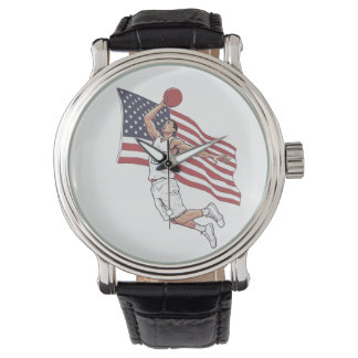 Montre USA Basketball Slam Dunk American Flag Color Art