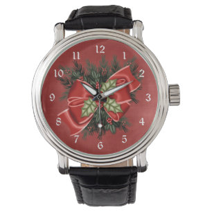 Montre Vacances Verdure & Joli Red Bow Christmas Watch