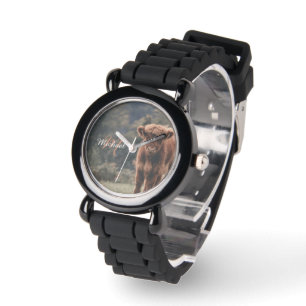 Montre Vache de Highland calvaire herbe d'automne monogra