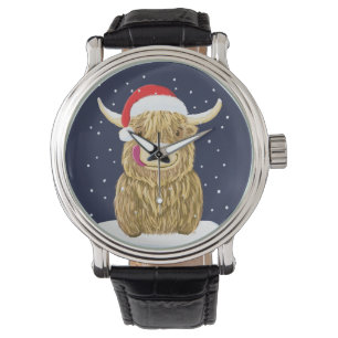 Montre Vache écossaise Highland Dans La Neige De Noël