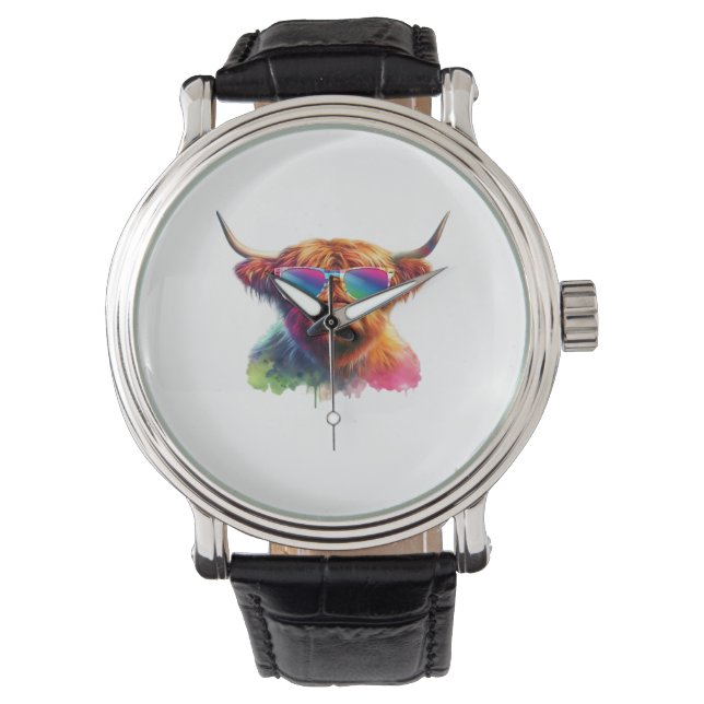 Montre Vache écossaise Highland en lunettes de soleil Eau (devant)