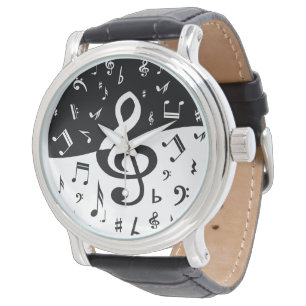 Montre Vague élégante de clef triple noire et blanche