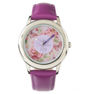 Montre Valentine Days,Elegant,Purple Peach Flowers Patter