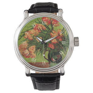 Montre Vase avec des lauriers roses et des livres de Vinc
