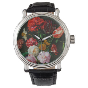 Montre Vase de verre avec des fleurs