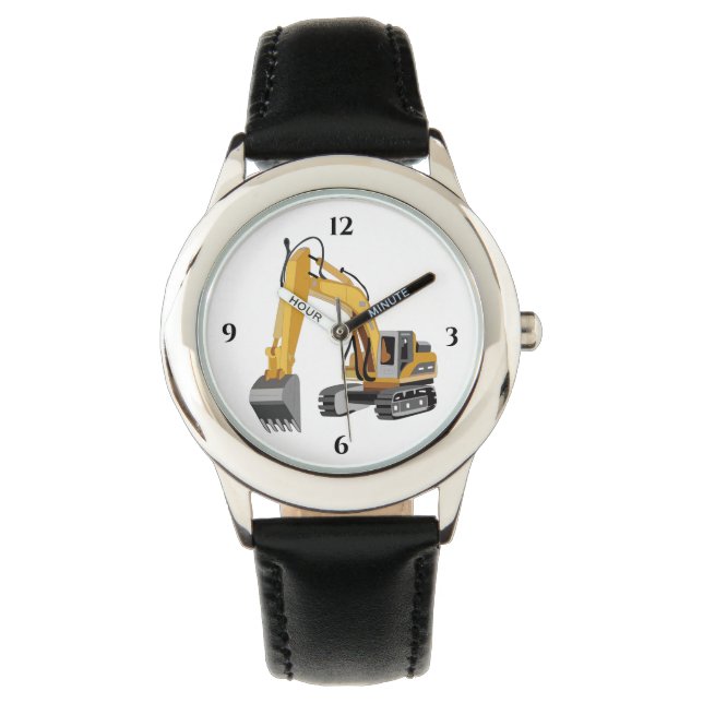 Montre Véhicule de construction de backhoe jaune (devant)