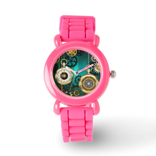 Montre Veille bijoux Steampunk sur un Arrière - plan vert (Recto)