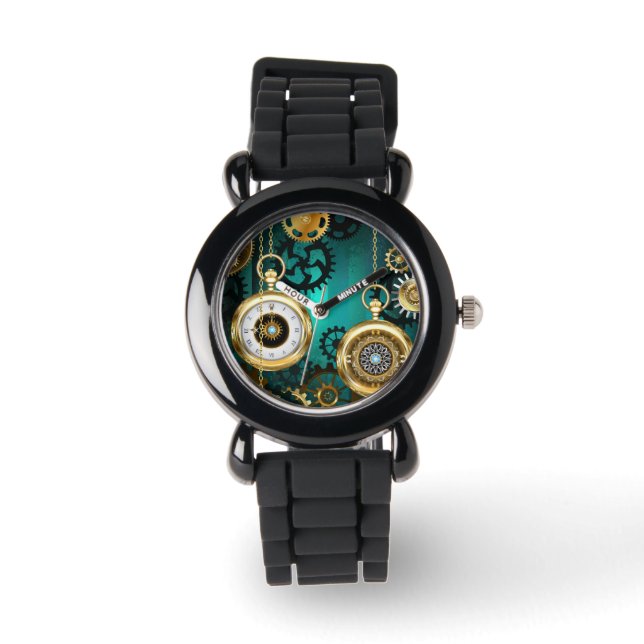 Montre Veille bijoux Steampunk sur un Arrière - plan vert (Recto)