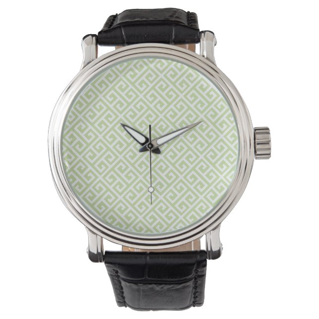 Montre Veille de clé verte et blanche grecque (devant)