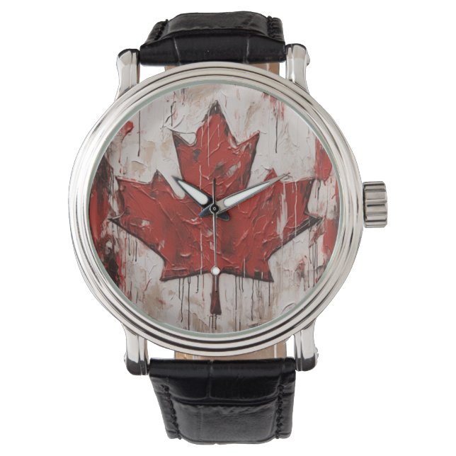 Montre Veille de la feuille d'érable de la fête du Canada (devant)