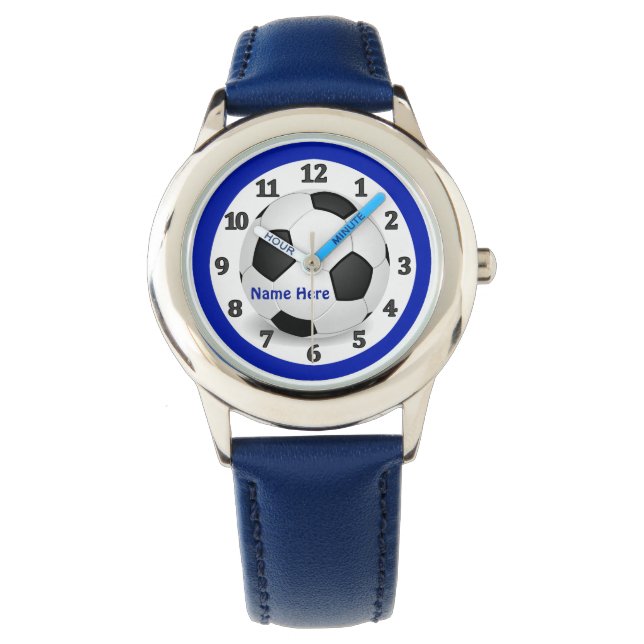 Montre Veille de soccer PERSONNALISÉE pour enfants ou adu (devant)