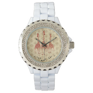 Montre Veille des girafes de rose rouge