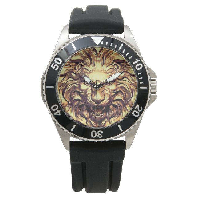 Montre Veille électronique de la tête de lion doré (devant)