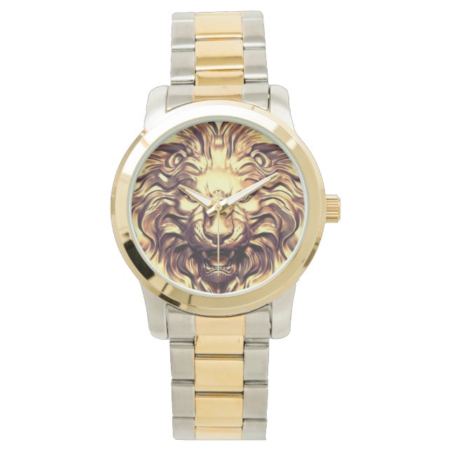 Montre Veille électronique de la tête de lion doré (devant)