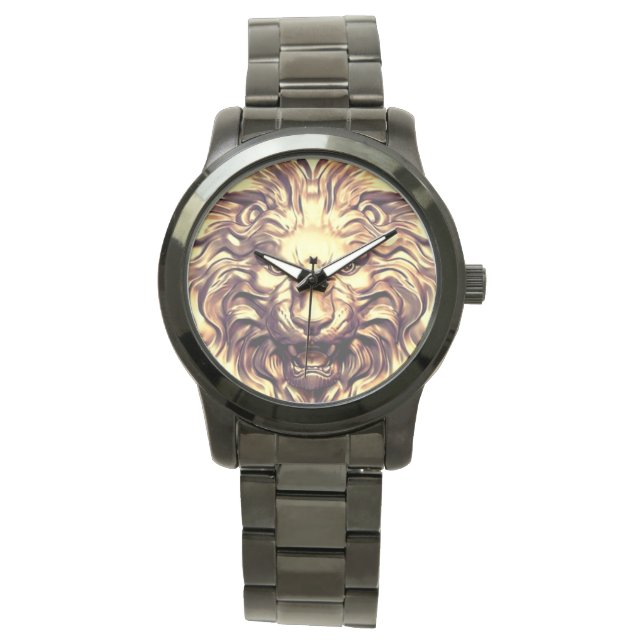 Montre Veille électronique de la tête de lion doré (devant)