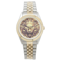 Montre Veille électronique de la tête de lion doré