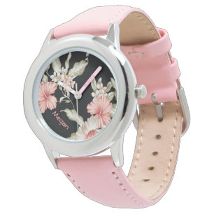 Montre Veille/Fleurs en acier inoxydable Bezel personnali
